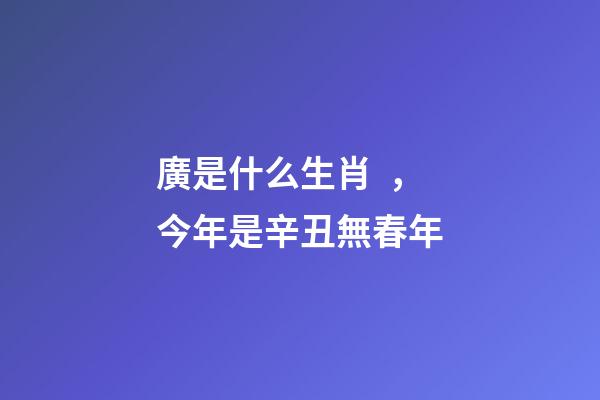 廣是什么生肖，今年是辛丑無春年-第1張-觀點-玄機派